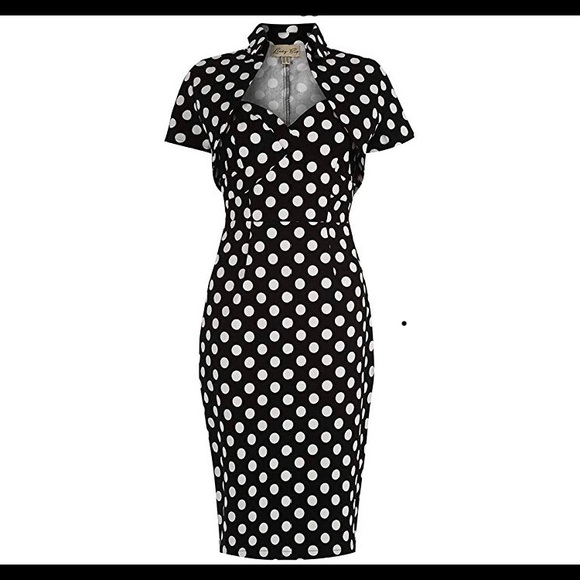 Dresses & Skirts - Black White Polka Wiggle Dress with shrug NWT